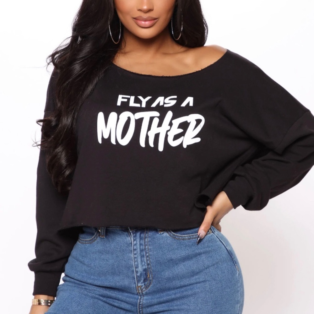 Fashion Nova off shoulder crop Top large black